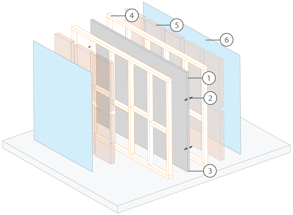 Preformed party wall installation diagram