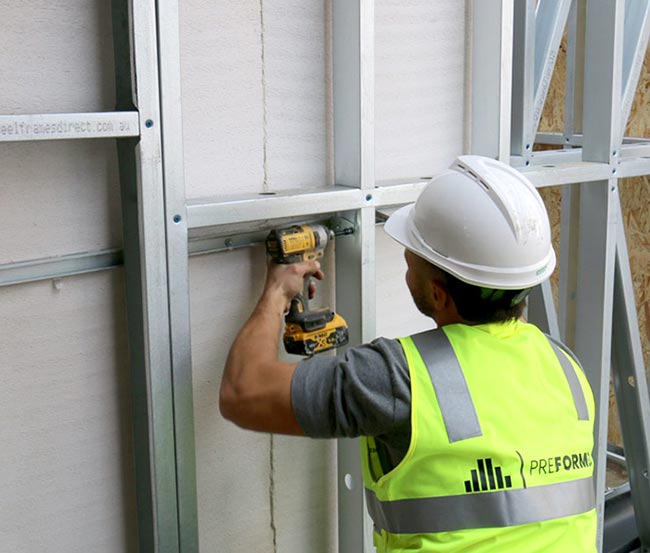 preformed cement party wall installation onsite